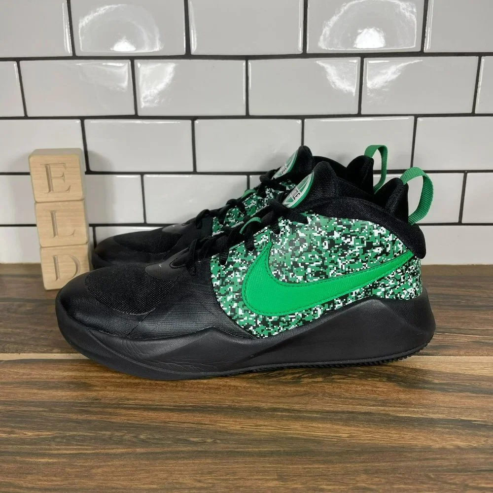 Nike Boys Team Hustle D 9 DIGI (GS) Green Black Basketball Shoe DC1992-001 Sz 5Y